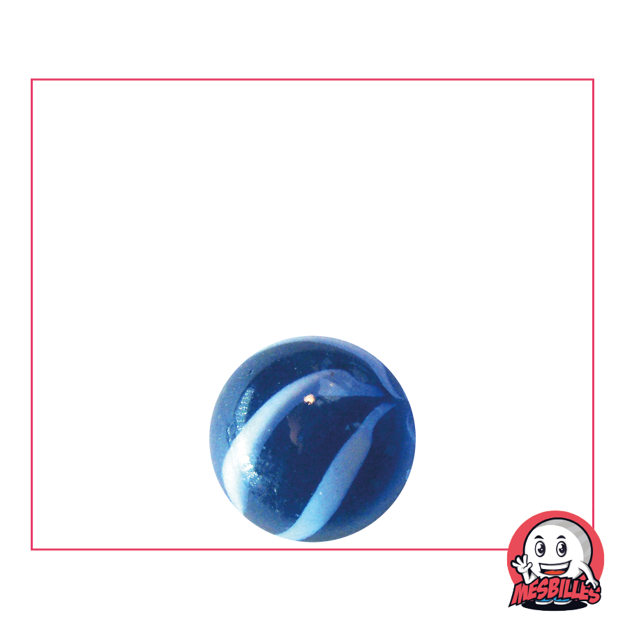 Murmeln Spot 14 mm - Transluzentes Glas Blau gestreift mit Weiß - MeineMurmeln