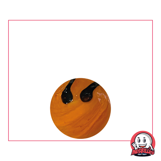 Eine orangefarbene Zebra-Murmel (16 mm), das angesagteste Tier der Savanne, neu interpretiert, aus opakem Glas