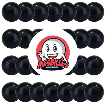 Bild des Maskottchens MeineMurmeln umgeben von Murmeln Perlmuttene 16 mm - Runde Glasmurmel