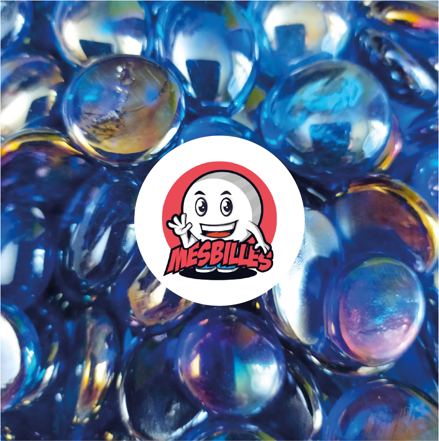 1 Murmeln Flach 12 mm Irisierend Hellblau