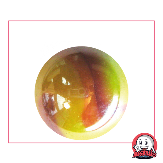 Große Murmel Dragon 35 mm, rund, aus glänzendem Glas in feurigen Farben, gelb und rot