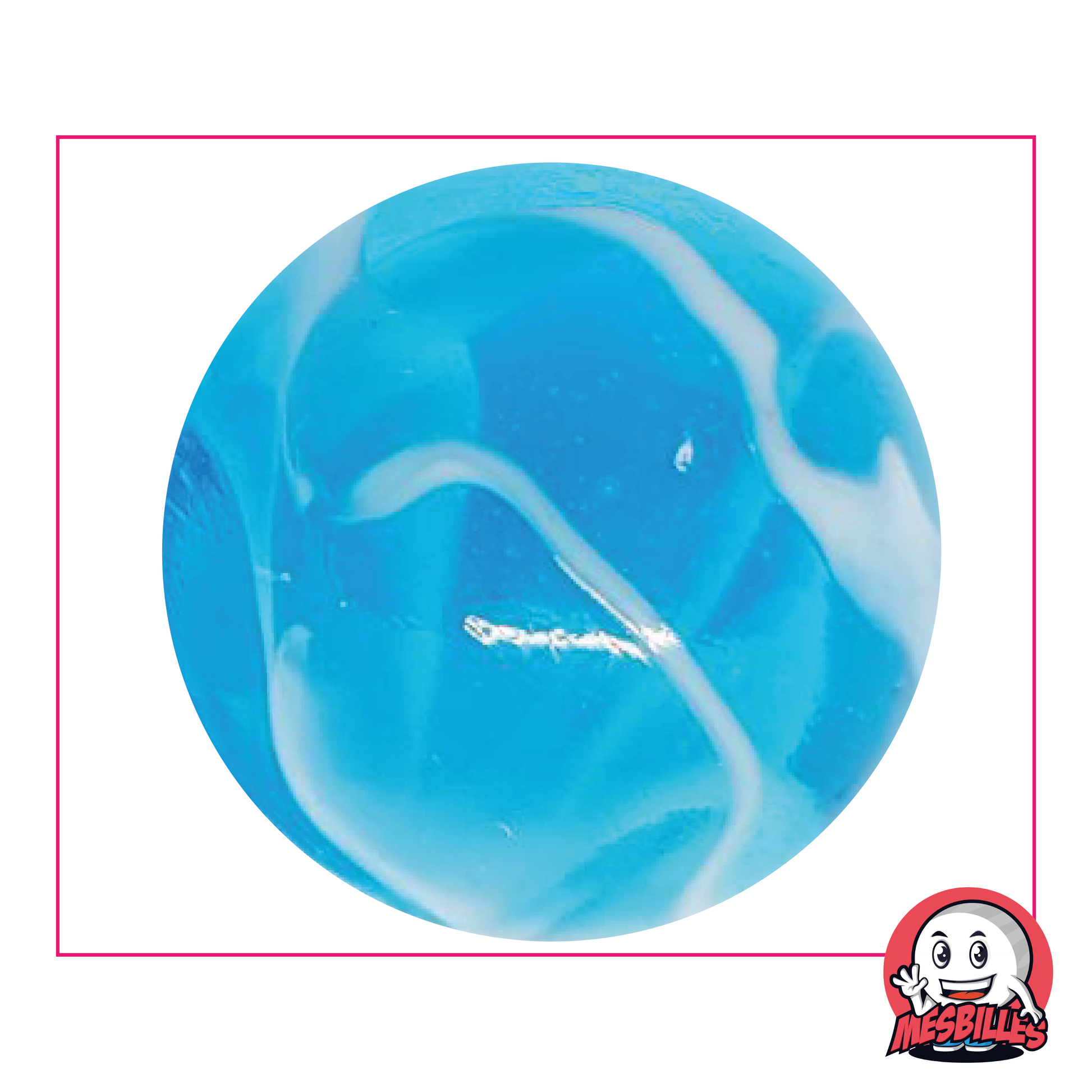 Murmeln H2O 50 mm, transparent blau mit weißen Wellen, große Murmeln