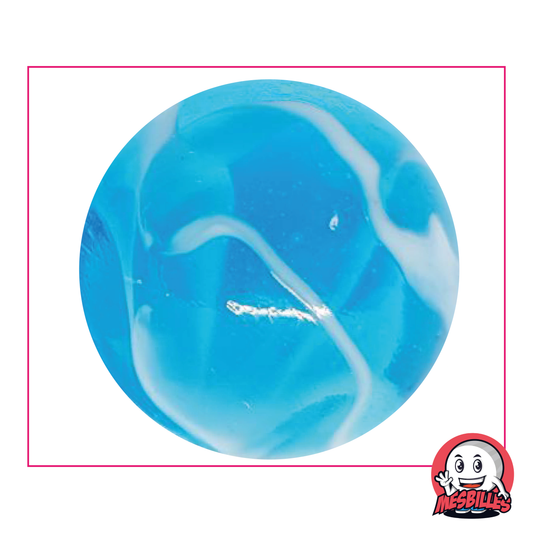 Murmeln H2O 50 mm, transparent blau mit weißen Wellen, große Murmeln
