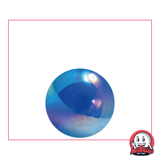 Glasmurmel 22 mm – Runde, bläuliche, transparente Murmel mit irisierender Oberfläche für eine marine Tiefe