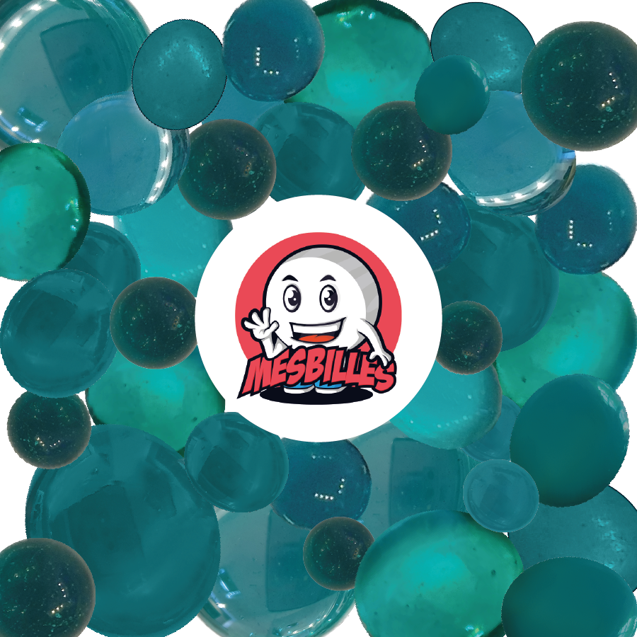 1 Murmeln Flach 12 mm Irisierend Entenblau