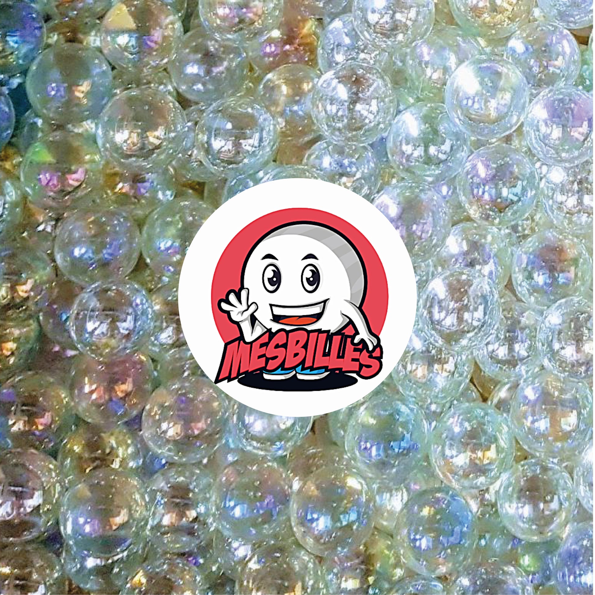 Plusieurs billes Cristal Irisé 16 mm transparentes avec reflets multicolores, idéales pour collection ou jeux
