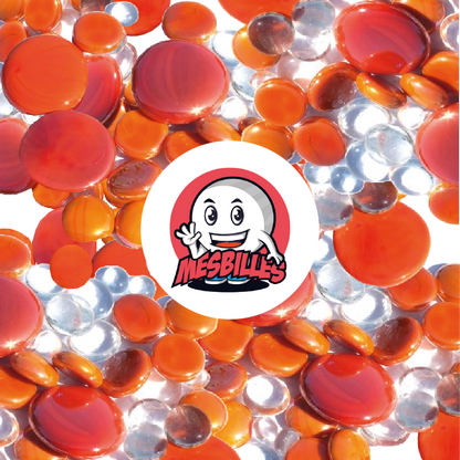 MeineMurmeln - 250 g Flache Murmeln, orangefarbene Mischung, 30 mm, 18 mm, 12 mm, opak und transparent