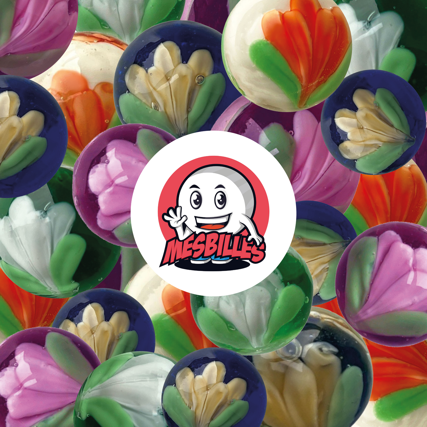 1 Murmeln Kunst Tulpe Grün 22 mm