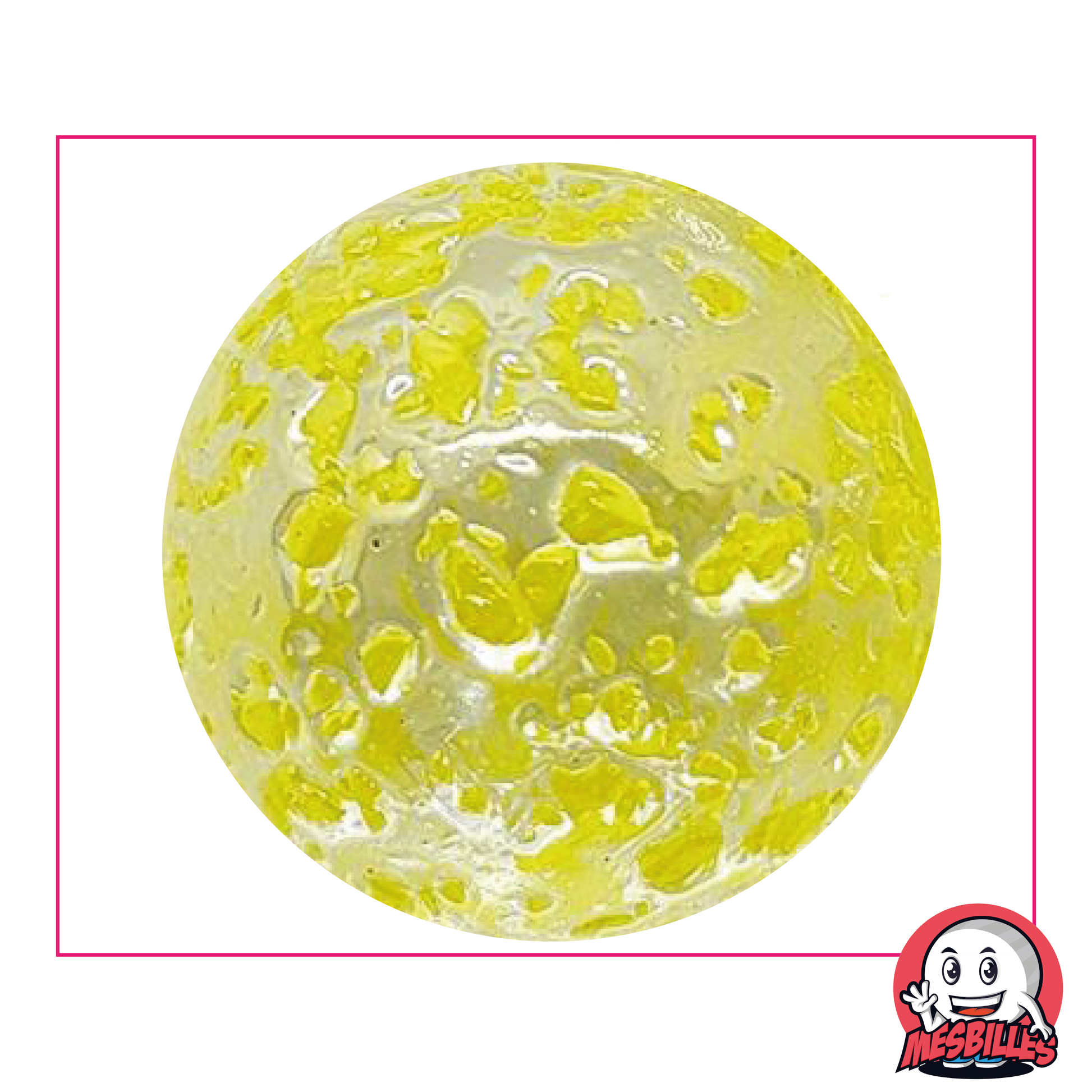 Murmeln Nugget 50 mm transluzentes Glas mit gelben Splitter - MeineMurmeln