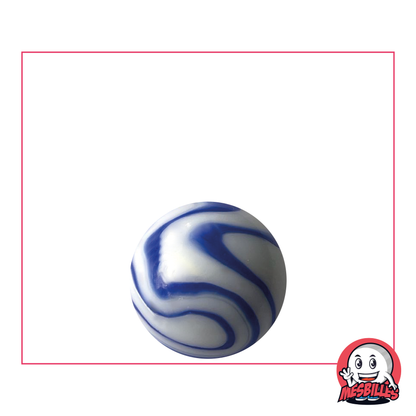 1 Ozonmurmel 16 mm Murmel aus opakem weißem Glas mit blauen Streifen