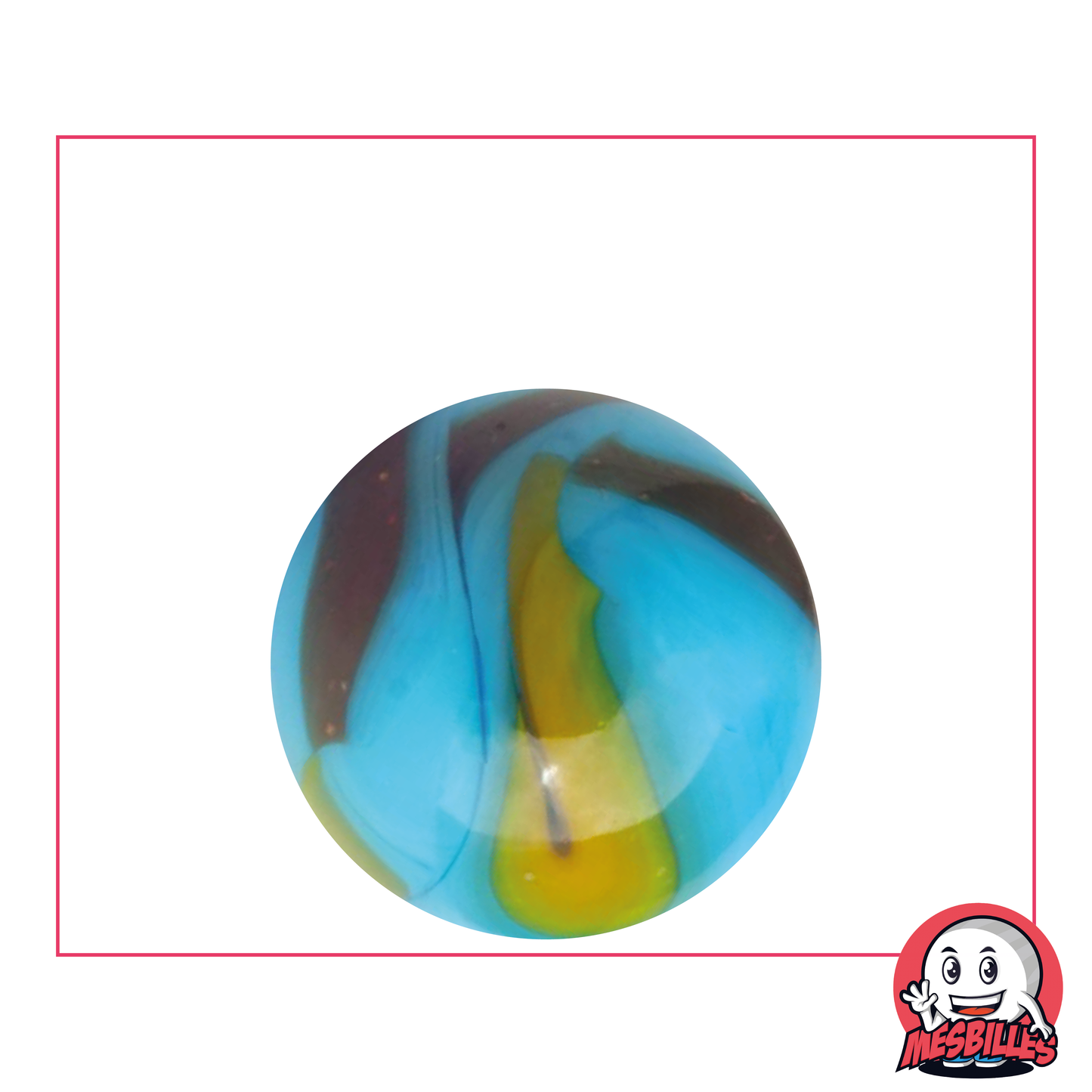 Murmeln „Planet Erde“ opak blau mit schwarzen Spuren, 25 mm – MesBilles