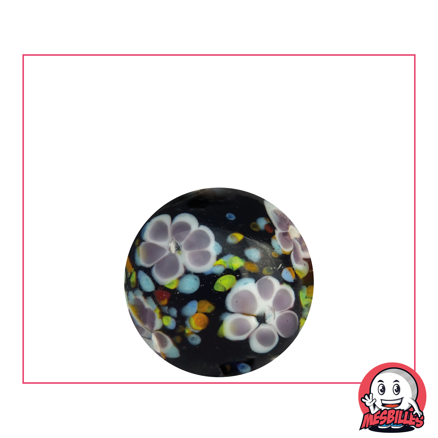 1 Murmel Kunst Teppich Floral Schwarz 22 mm