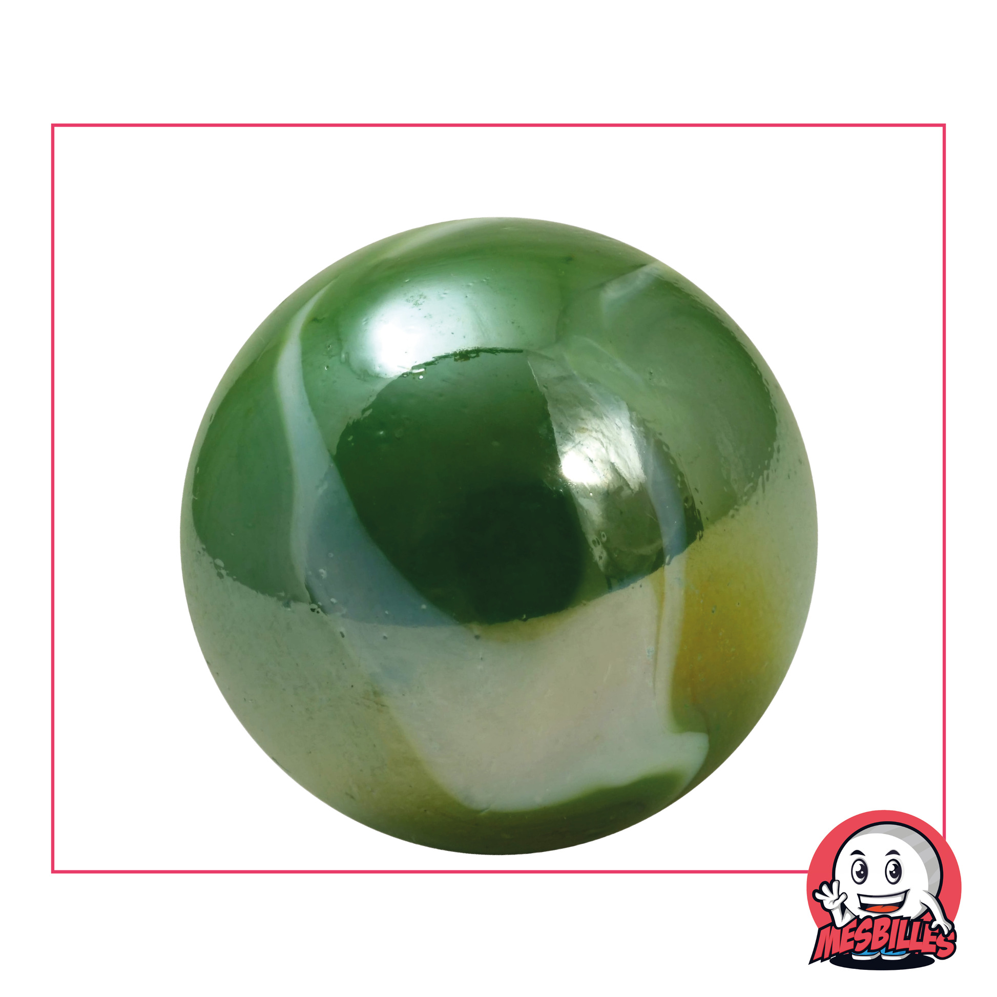 Verazade-Murmeln 42 mm aus Glas, ultra-glänzende grüne Farbe, Murmeln in Walgröße, sehr große Murmeln