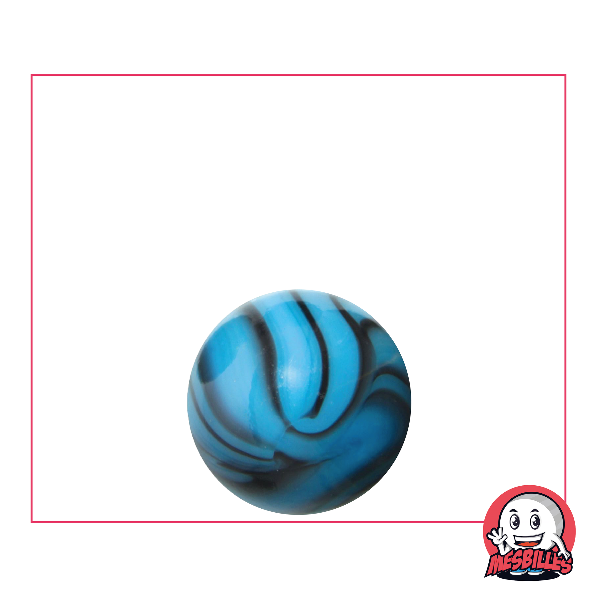 1 Murmeln Zebra Türkis 16 mm Murmeln aus opakem Glas in Blau-Türkis mit schwarzen Streifen