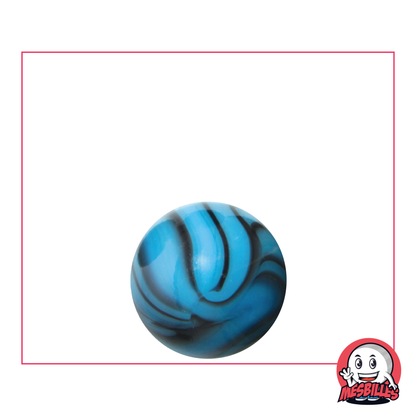 1 Murmeln Zebra Türkis 16 mm Murmeln aus opakem Glas in Blau-Türkis mit schwarzen Streifen