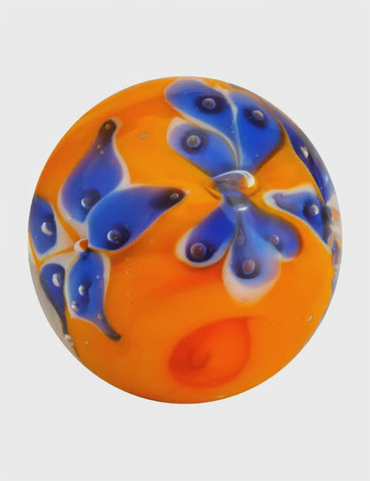 1 Murmel Kunst Krone Blühend Orange 16 mm