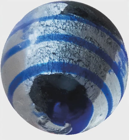 1 Murmeln Drachenauge Silber gestreift rot 25 mm