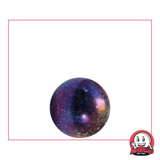 1 Murmeln Univers 16 mm aus undurchsichtigem Glas in glänzender schwarzer Farbe und mit kleinen farbigen Flecken auf der Oberfläche